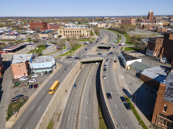 Drivers navigate the Inner Loop expressway of Rochester, New York.