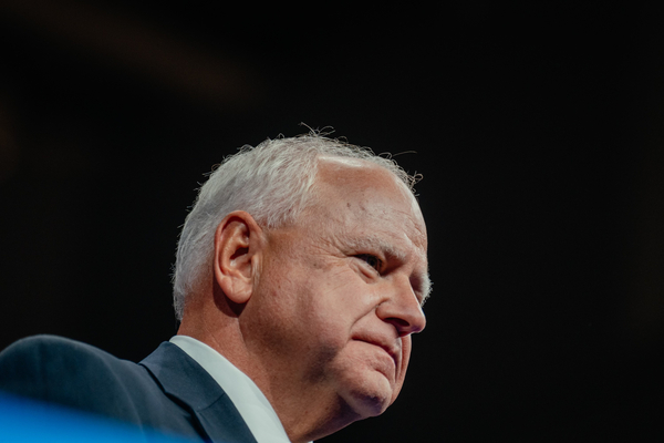 Tim Walz at a campaign rally.