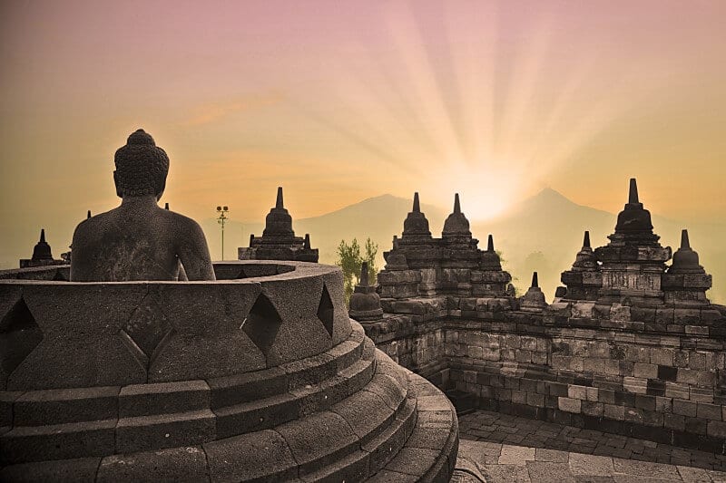 sunrise Borobodur temple Java Indonesia